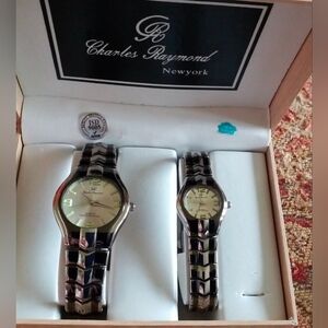 Charles Raymond New York Men's & Women's Silver Watch Set